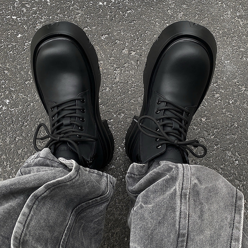Black Platform Height Increased By 7cm Casual Martin Boots