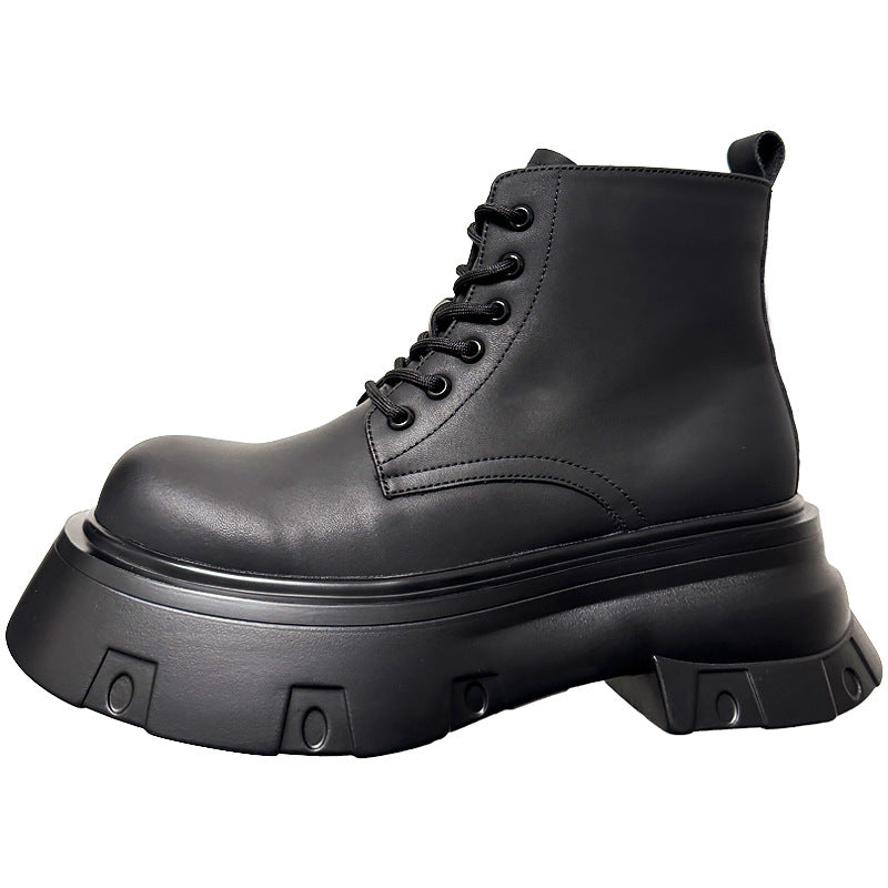 Black Platform Height Increased By 7cm Casual Martin Boots
