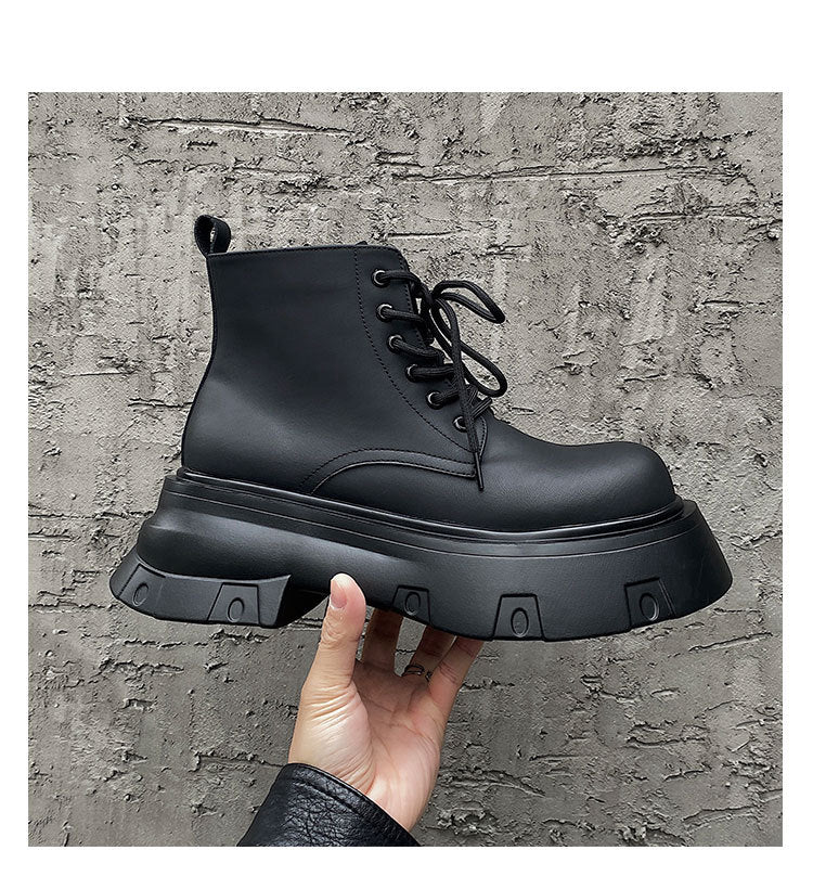 Black Platform Height Increased By 7cm Casual Martin Boots